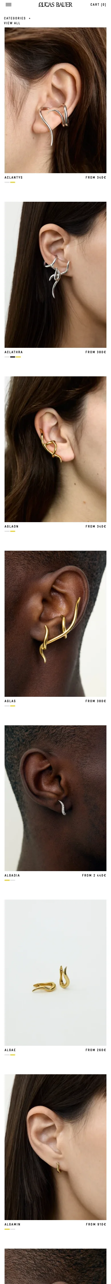 Lucas Bauer Jewellery — capture réelle du site mobile