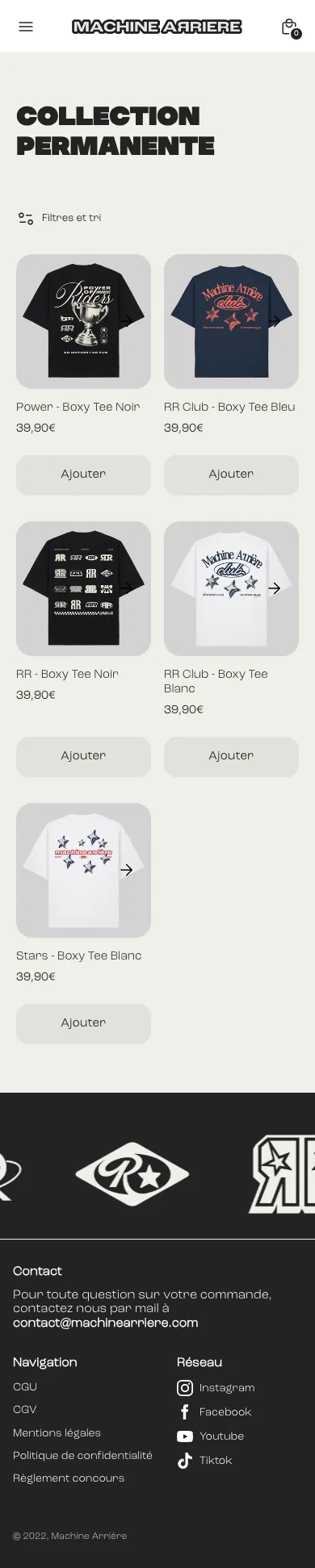 Machine Arrière — capture réelle du site mobile