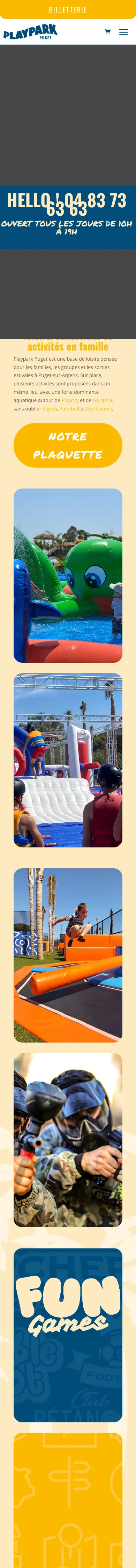 Playpark — capture réelle du site mobile