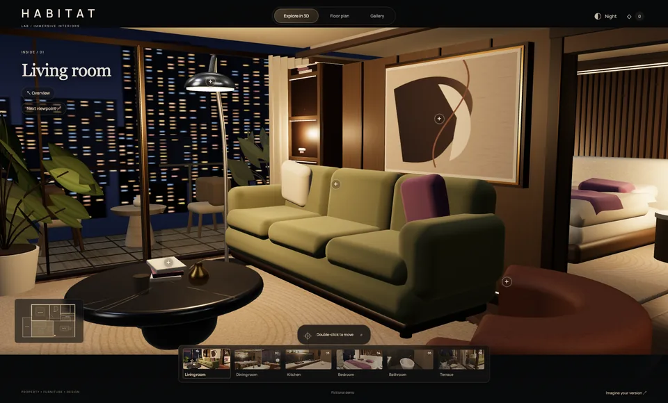 Actual screenshot of the HABITAT demo — Property / 3D