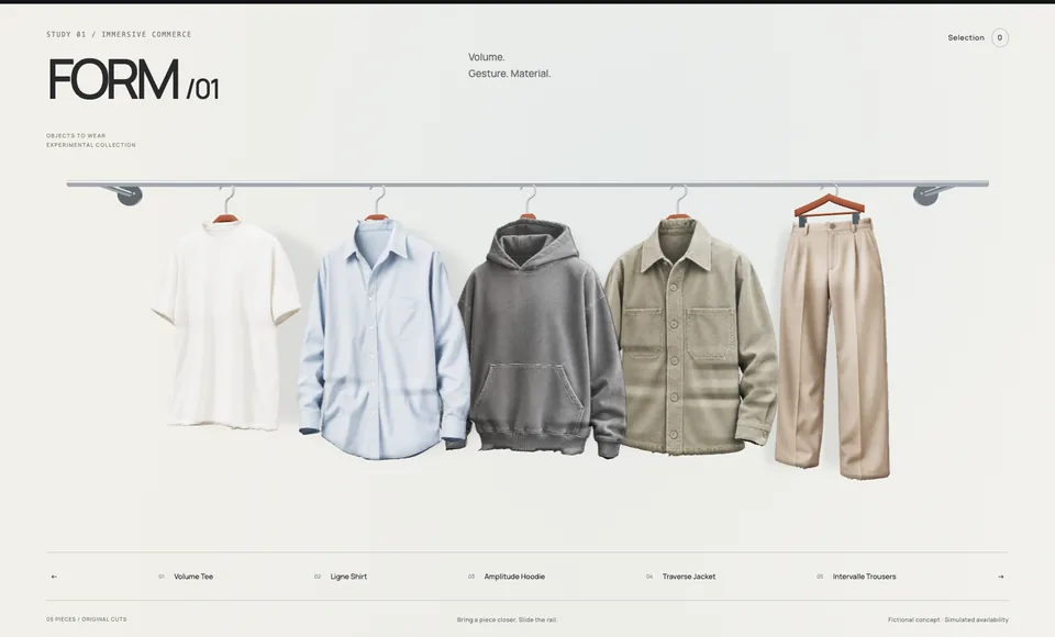 Actual screenshot of the SHOWROOM demo — Immersive commerce