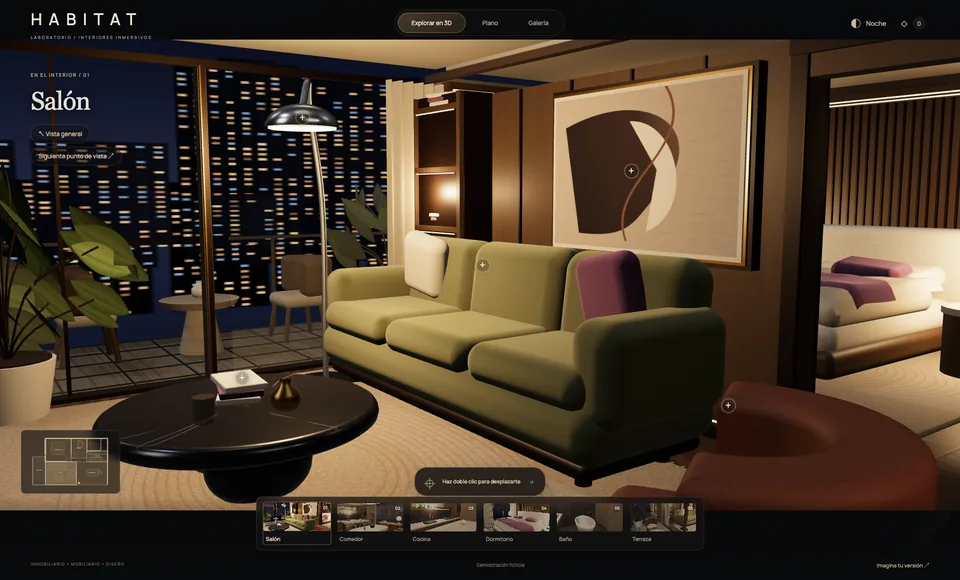 Captura real de la demostración HABITAT — Inmobiliario / 3D