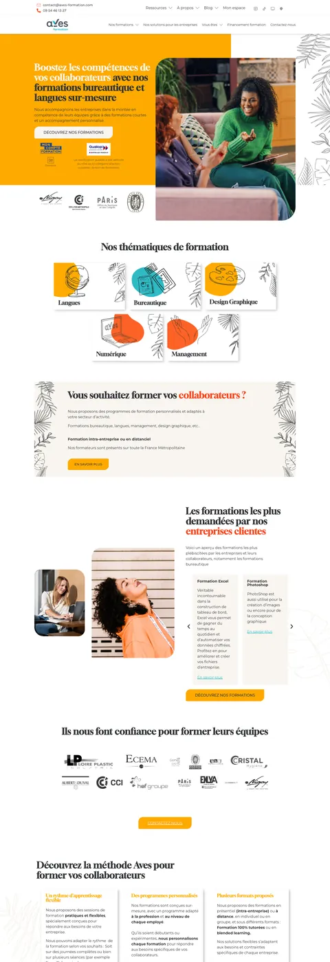 AVES Formation — desktop website screenshot