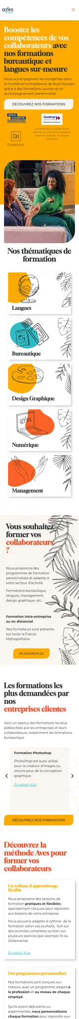 AVES Formation — mobile website screenshot