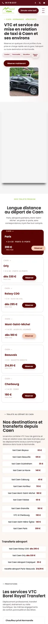 Borel Royal VTC — captura de la web móvil
