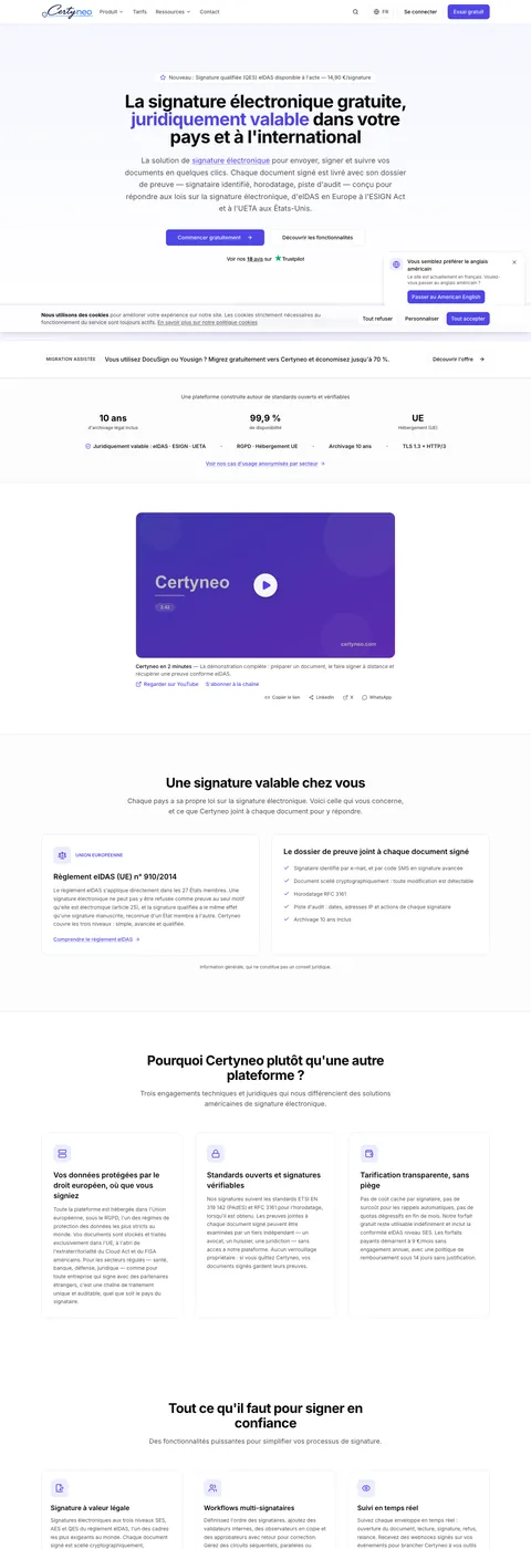 Certyneo — desktop website screenshot