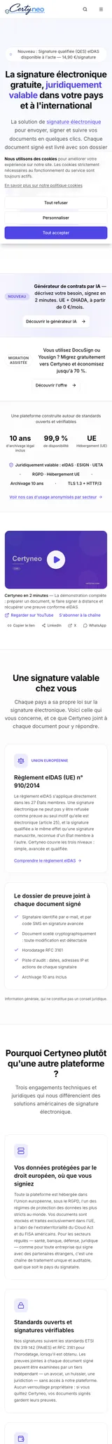 Certyneo — mobile website screenshot