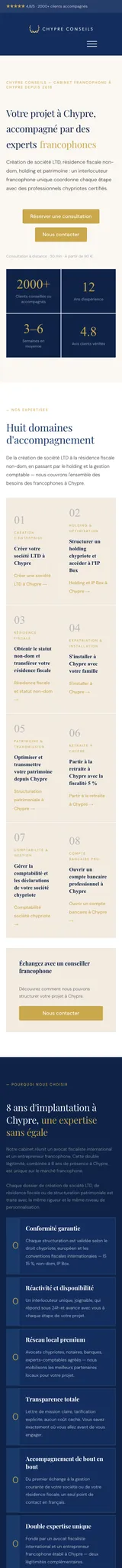 Chypre Conseils — captura de la web móvil