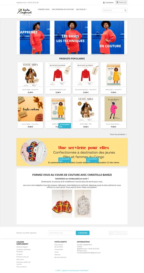 Coudre simplement — desktop website screenshot