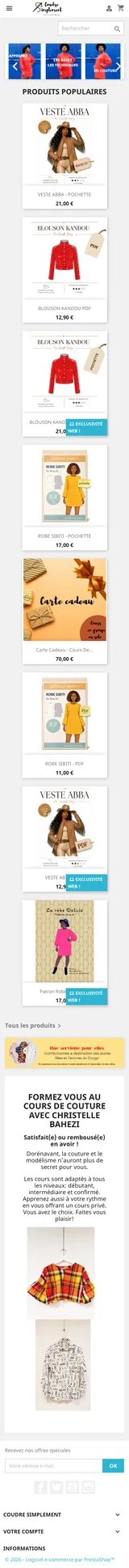 Coudre simplement — mobile website screenshot