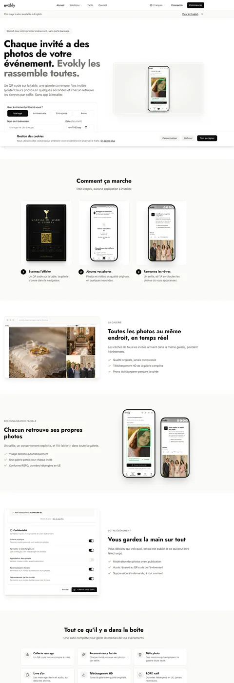 Evokly — desktop website screenshot