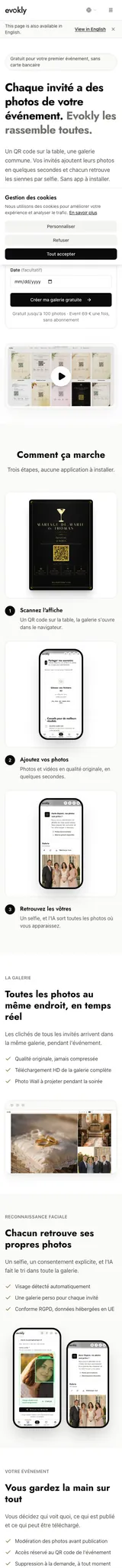 Evokly — mobile website screenshot