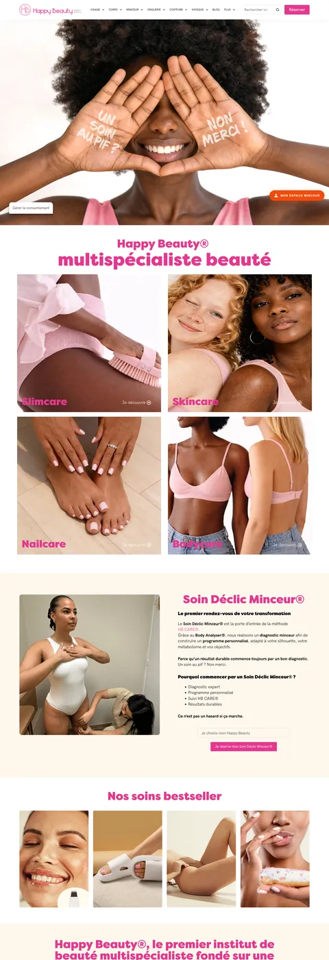 Happy Beauty — desktop website screenshot