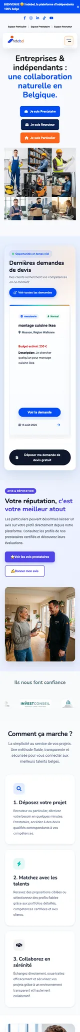 Indebel — mobile website screenshot