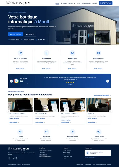 L’Atelier du Tech — captura de la web en ordenador