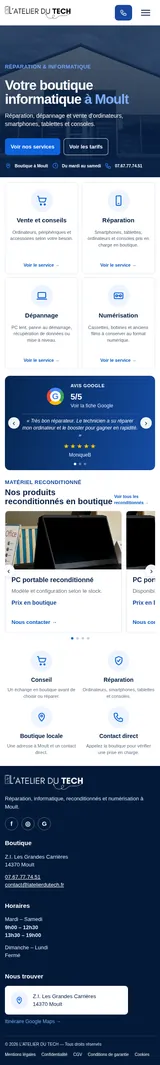 L’Atelier du Tech — captura de la web móvil