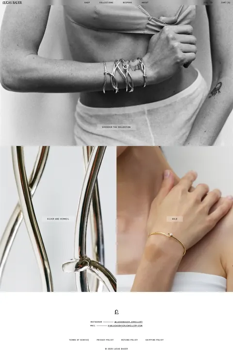 Lucas Bauer Jewellery — captura de la web en ordenador