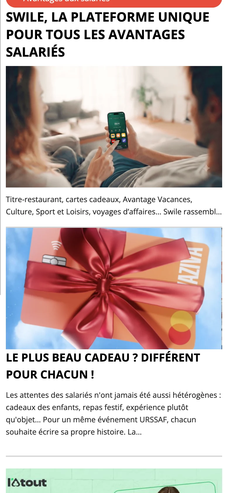 Influence!CSE — site mobile, accueil
