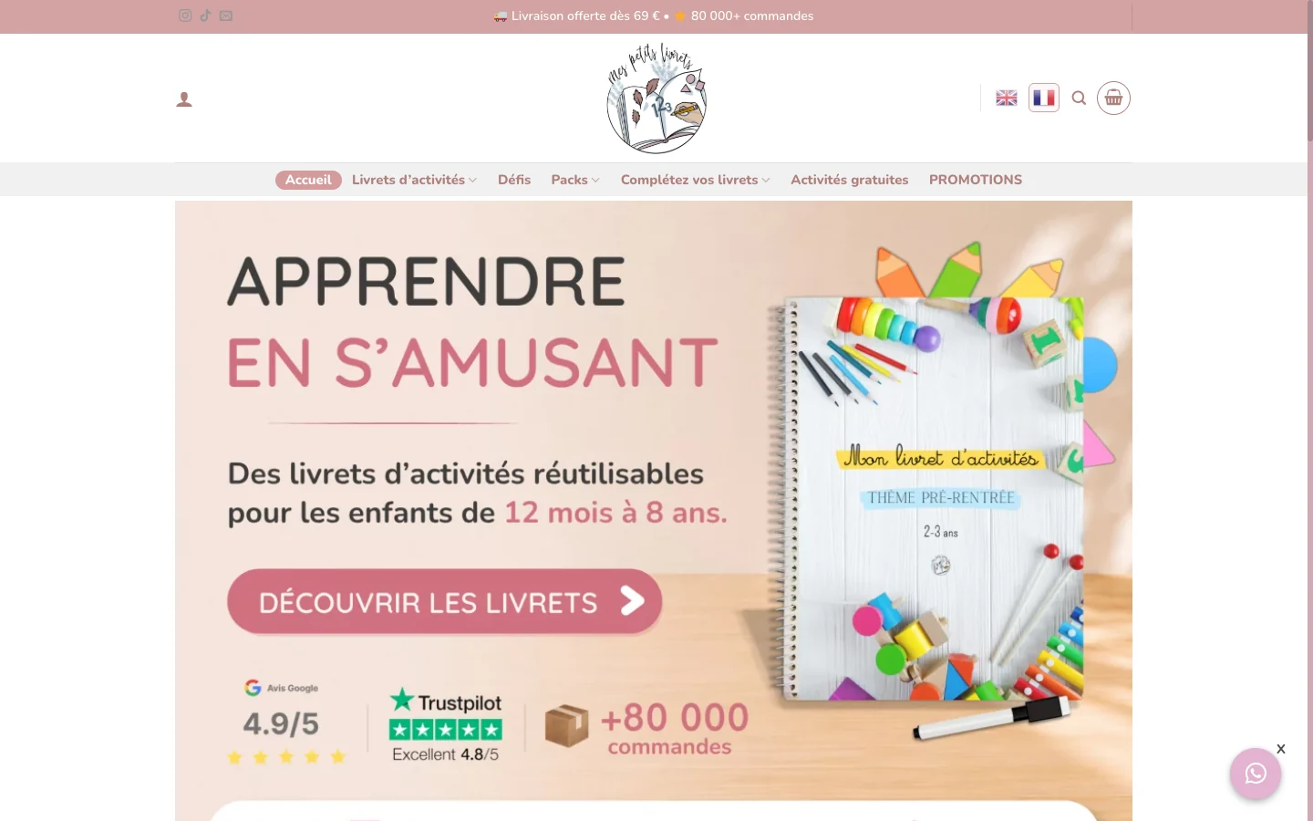 Mes Petits Livrets — site desktop, accueil